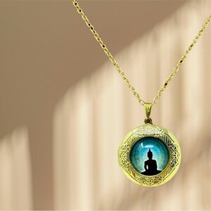 Buddha Gold Tone Locket Necklace